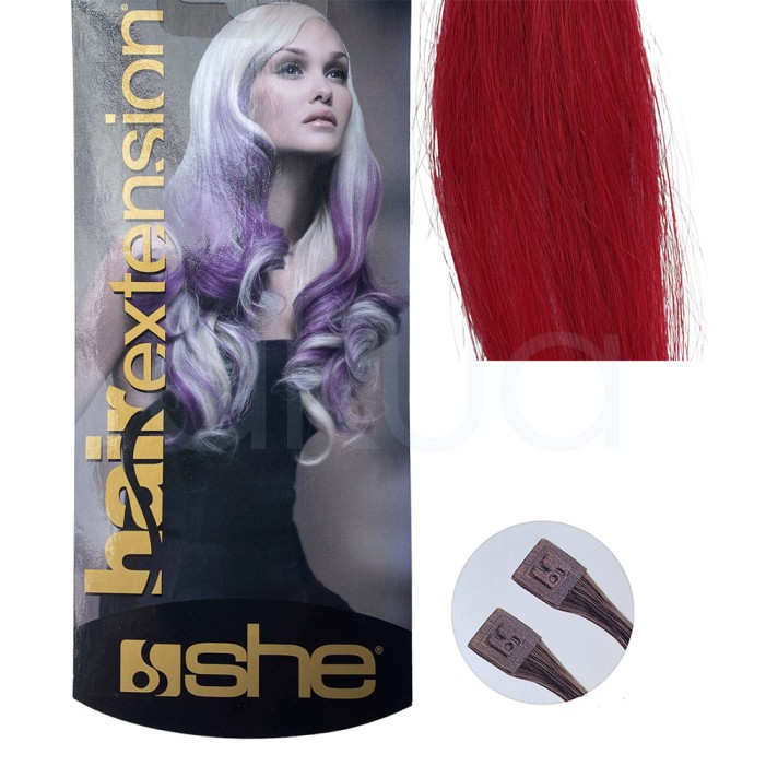 Extensiones Keratina Rojo Pelo natural liso 55/60 cm She So.Cap 10Ud Outlet