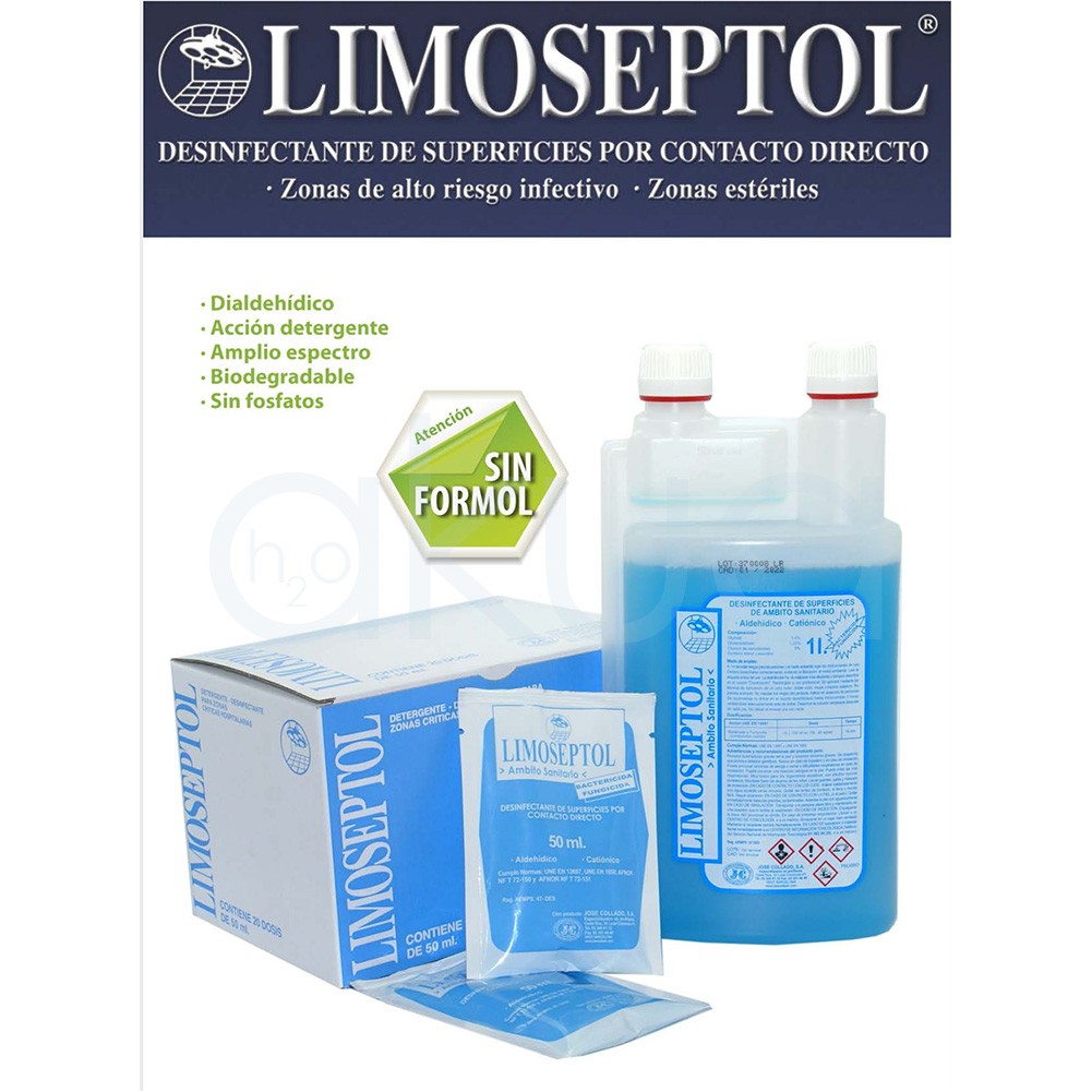 Desinfectante para utensilios peluqueria y estetica caja 20 dosis Limoseptol 50ml