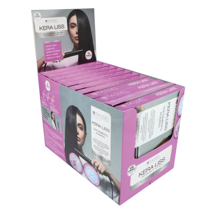 Expositor caja 12 tratamientos alisado Kera-liss + Hyaluronico Tassel